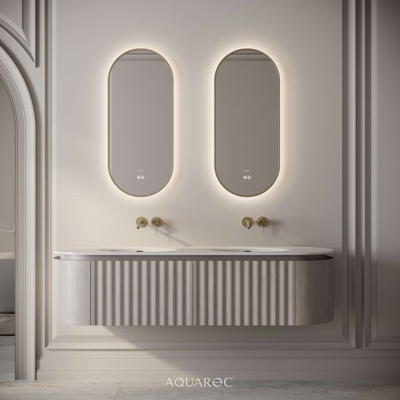 Belgravia Vanity Unit & Double Stone Basin 1600mm Sabbia Grigio Oak